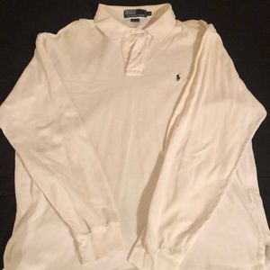White Polo Long Sleeve Collared. Size Large